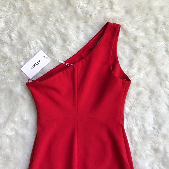 NWT Likely Red One Shoulder Cutout Lisette Dress - Picture 9 of 15